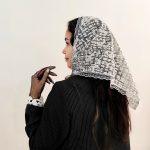 روسری سه گوش از جنس تور رنگ طوسی