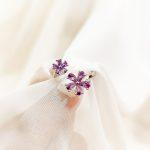 انگشتر جواهری مدل گل بنفش | 10202 - تصویر 3