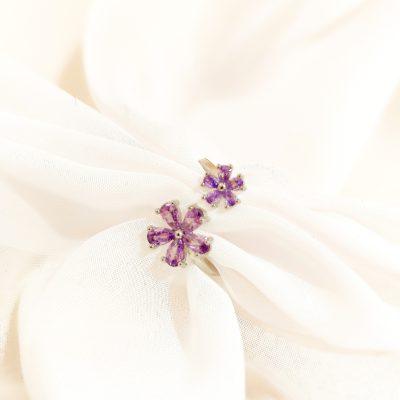 انگشتر جواهری مدل گل بنفش | 10202