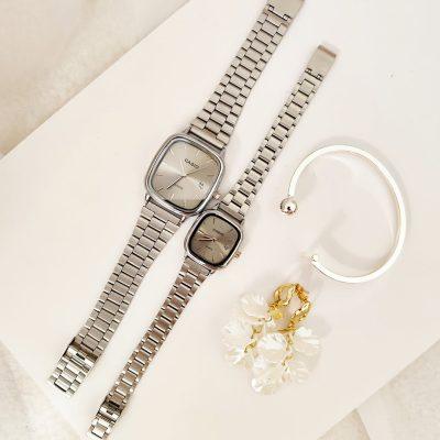 ساعت کاسیو اولدمانی سیلور صفحه شامپاینی ست