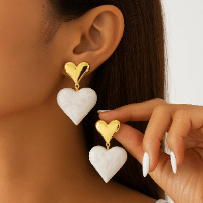 گوشواره میناکاری سفید