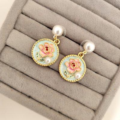 گوشواره میناکاری آبی