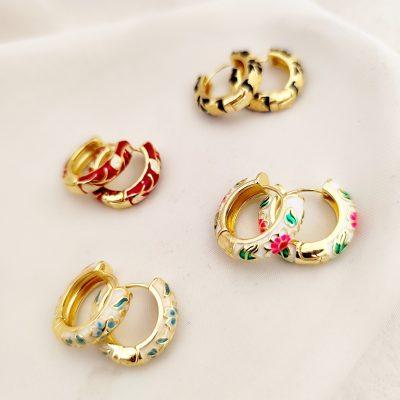 گوشواره میناکاری حلقه ای