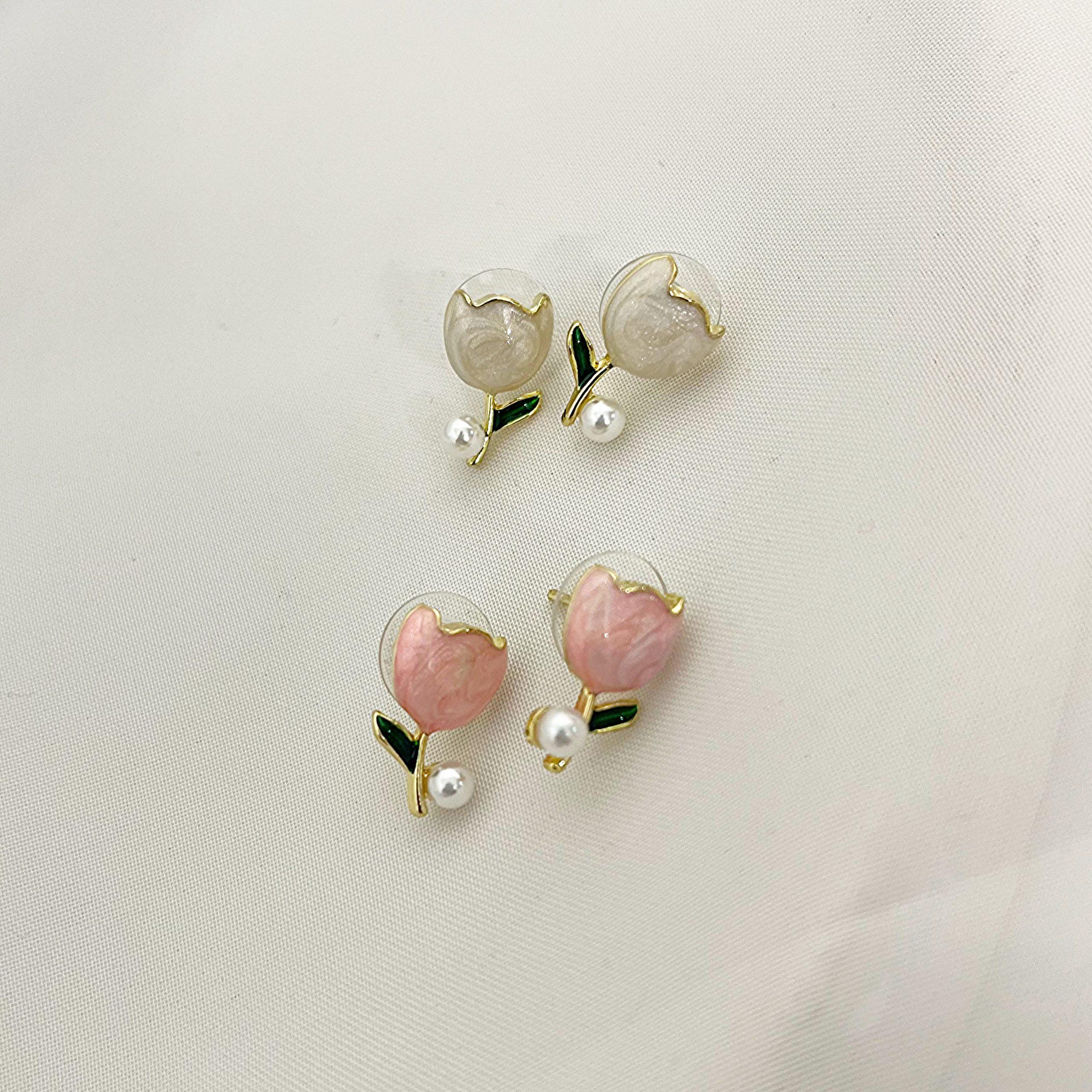 گوشواره ضد حساسیت گوشواره میناکاری مدل گل رز