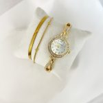 ست ساعت و دستبند طلایی زنانه