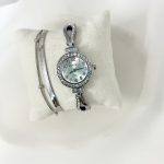 ست ساعت و دستبند نقره ای