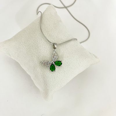 گردنبند دخترانه جواهری مدل پروانه سبز